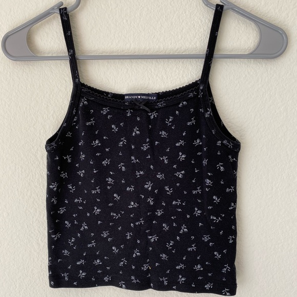 Brandy Melville Tops - BRANDY MELVILLE Belle tank black flower print